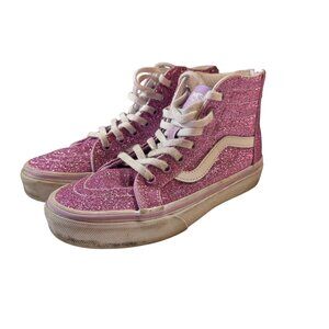 Vans‎ Youth Glitter Pink High-Top Sneakers with Zipper Back Size 1.5 Girls